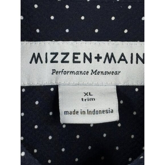 Mizzen + Main Spinnaker Button Down Short Sleeve Men’s XL Trim Navy Dot AOP - Picture 4 of 14